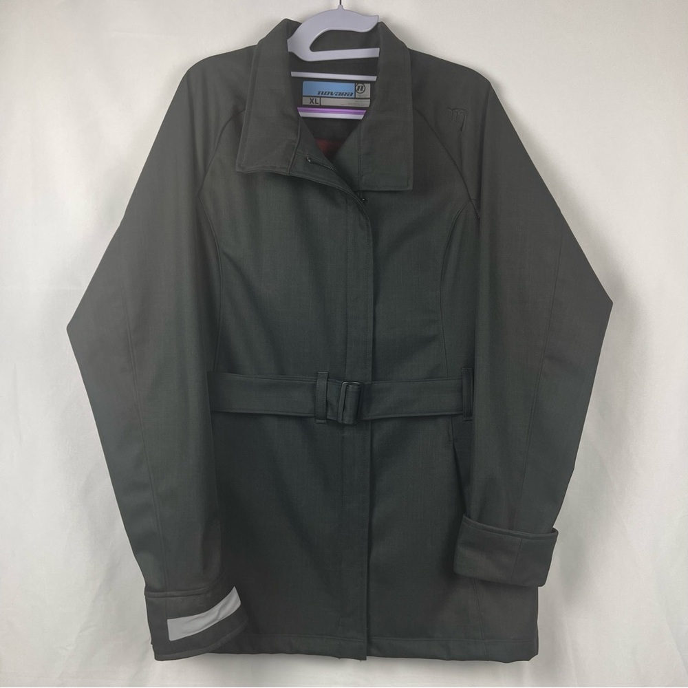 REI Novara Dark Grey Women’s Full Zip Belted Long Windbreaker Athletic Jacket XL